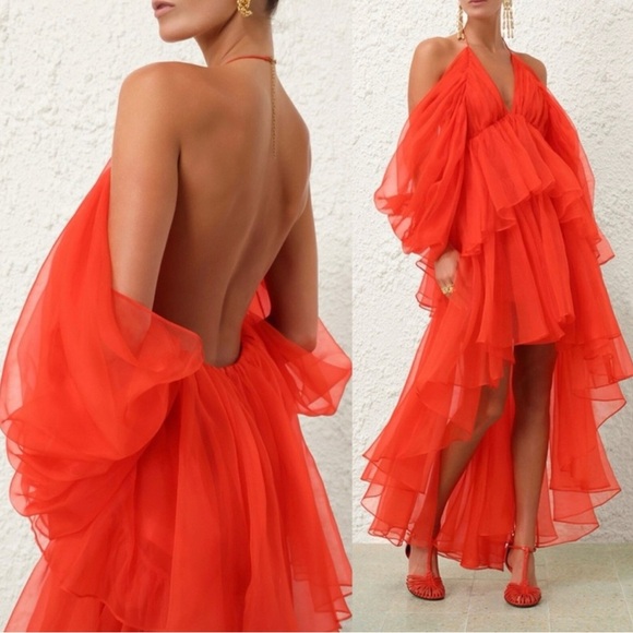 ZIMMERMANN Natura tiered gathered silk-organza halterneck dress - Picture 3 of 5